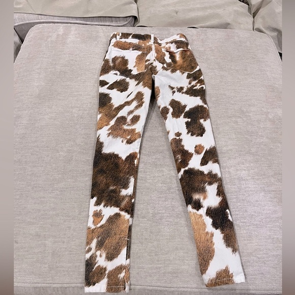 WeWoreWhat Cowhide Stiletto Slit Jeans Brown White Size 29 High Rise Horse Girl - Picture 5 of 7
